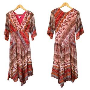 Westport 1962 paisley asymmetric handkerchief lined dress size 8 Bohemian gypsy